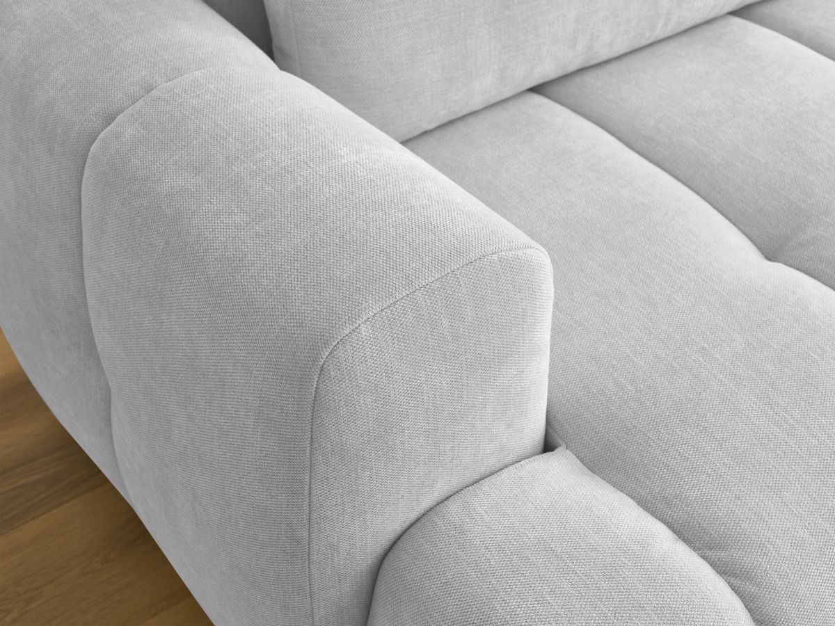 Canapé d'angle convertible FUJI tissu lisse avec pouf - Angle droit