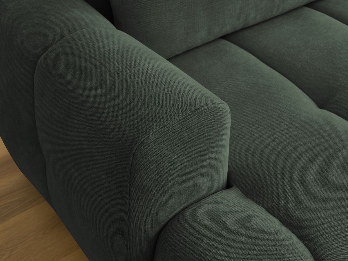Canapé d'angle convertible FUJI tissu lisse avec pouf - Angle droit