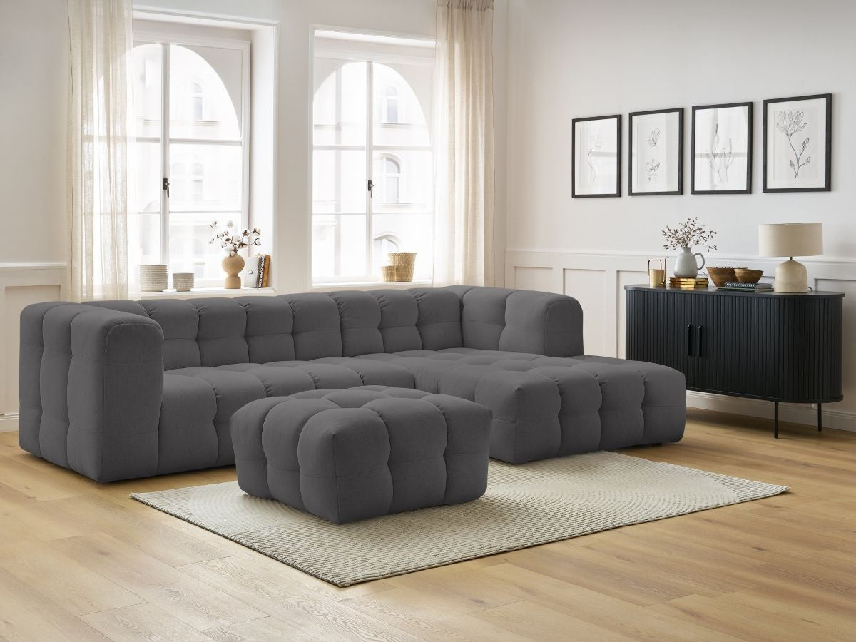 Canapé d'angle fixe CLOUD avec pouf Angle droit
