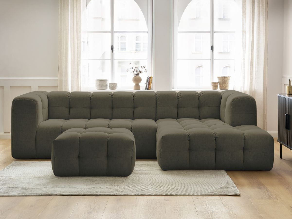 Canapé d'angle fixe CLOUD avec pouf Angle droit
