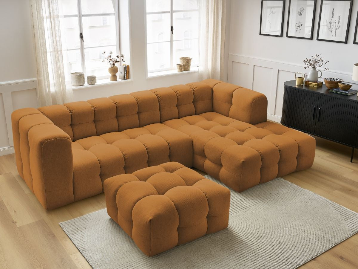 Canapé d'angle fixe CLOUD avec pouf Angle droit
