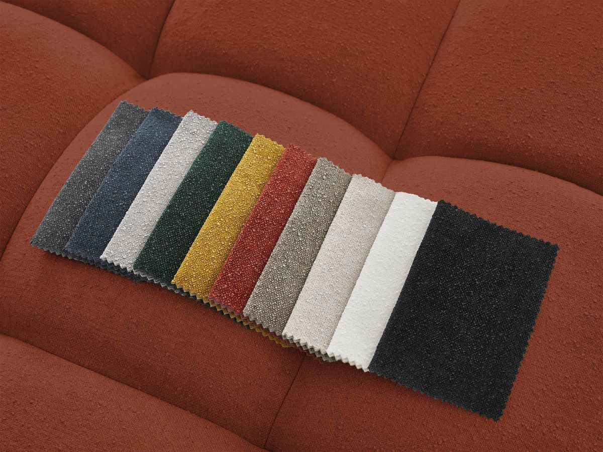Canapé d'angle fixe EVEREST tissu texturé - Angle gauche - 10 coussins