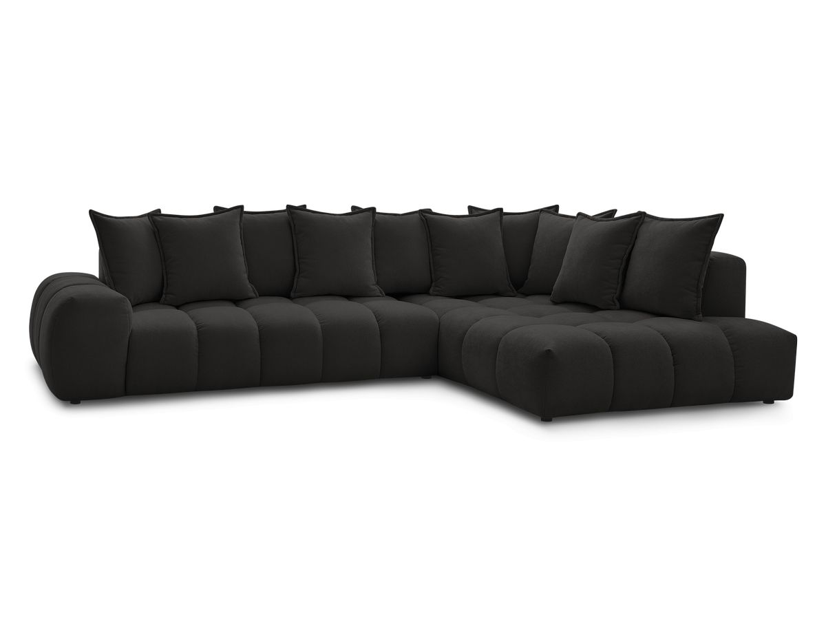 Canapé d'angle fixe EVEREST tissu texturé - Angle droit - 10 coussins