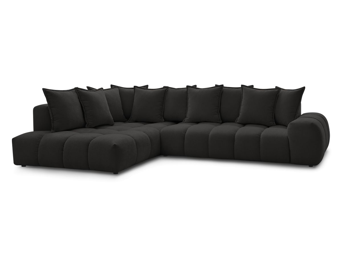 Canapé d'angle fixe EVEREST tissu texturé - Angle gauche - 10 coussins