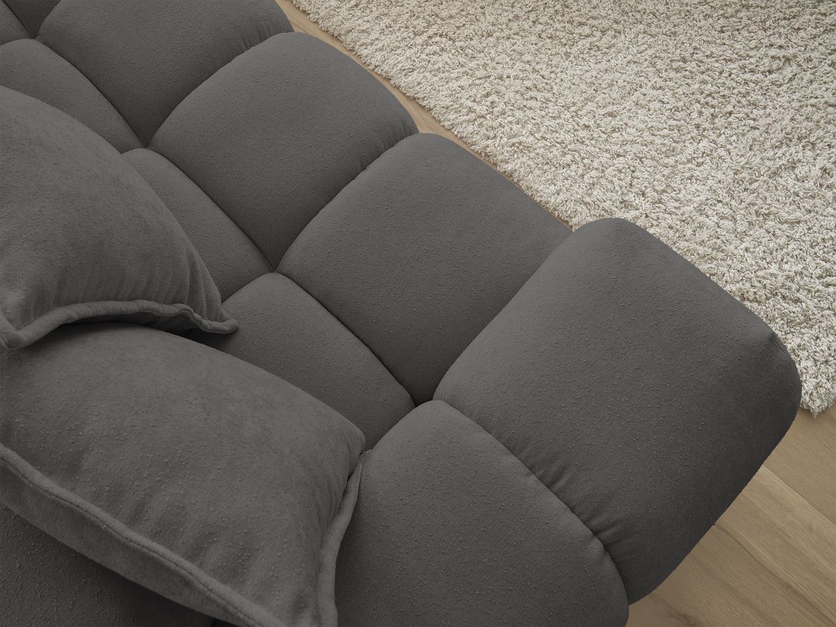 Canapé d'angle fixe EVEREST tissu texturé - Angle droit - 10 coussins