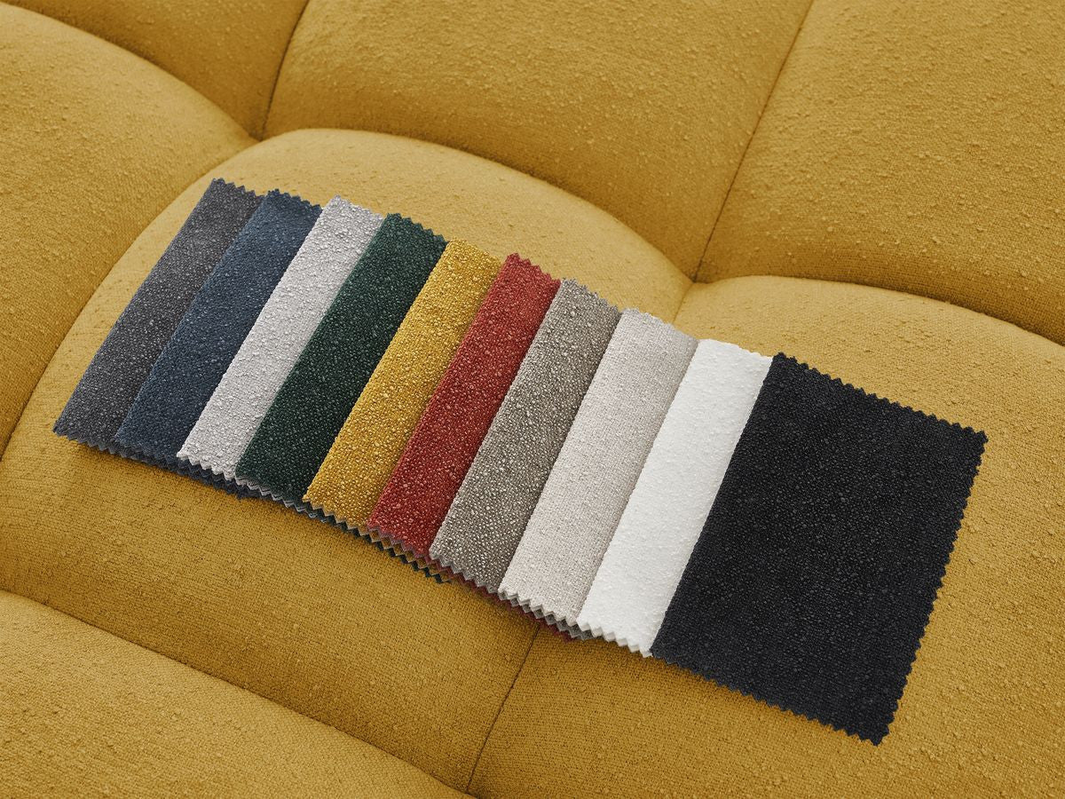 Canapé d'angle fixe EVEREST tissu texturé - Angle droit - 10 coussins
