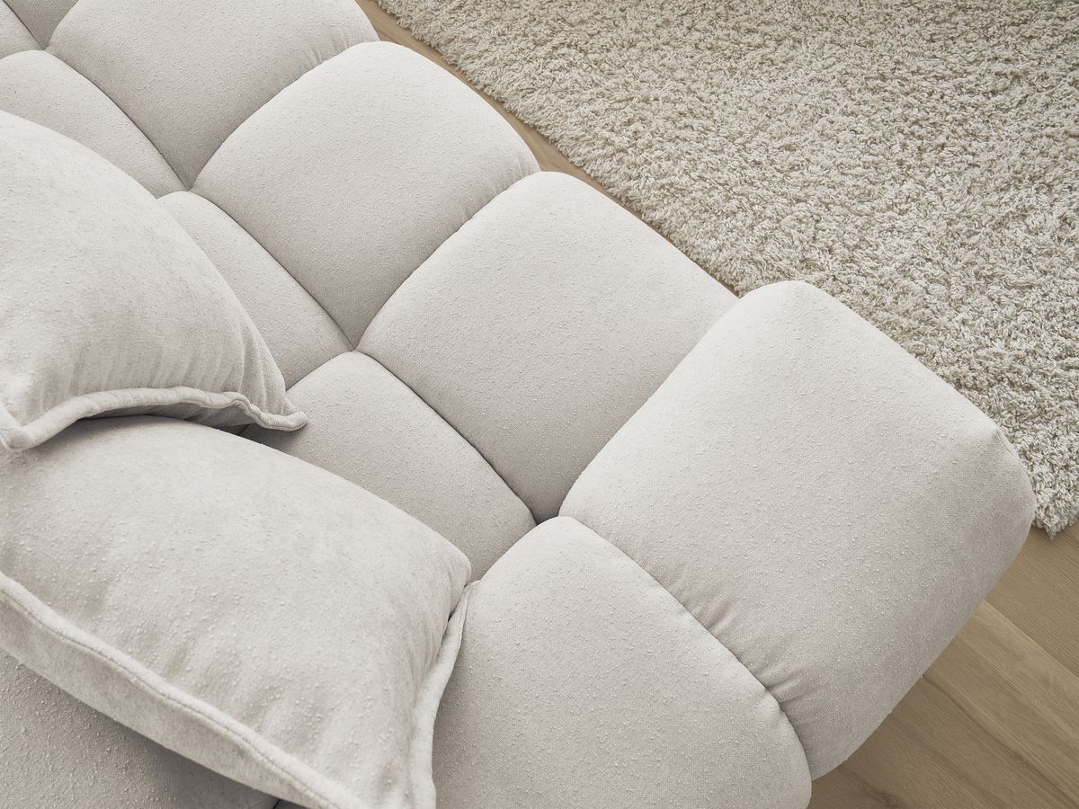Canapé d'angle fixe EVEREST tissu texturé - Angle droit - 10 coussins