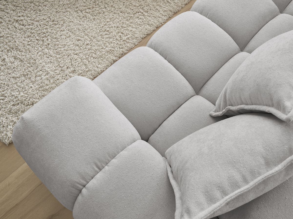 Canapé d'angle fixe EVEREST tissu texturé - Angle gauche - 10 coussins