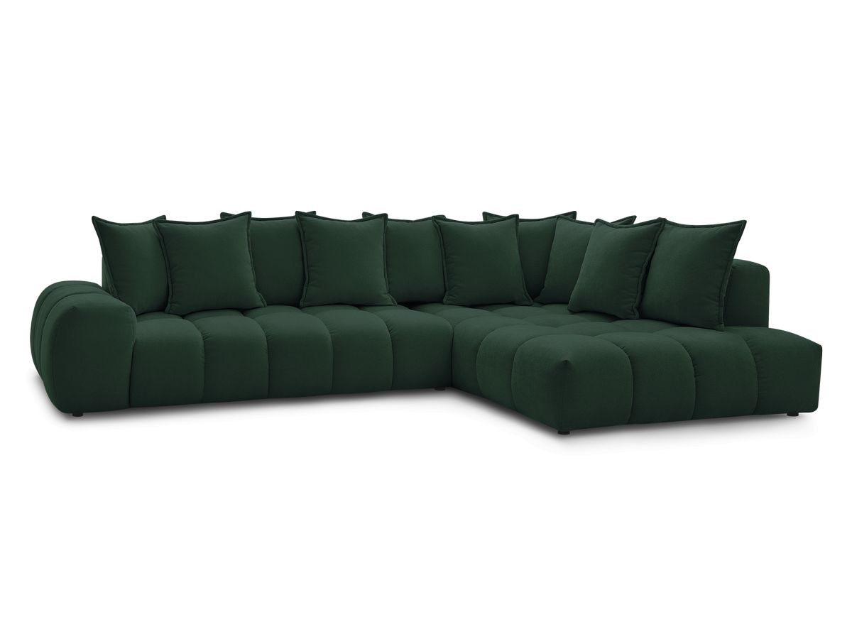 Canapé d'angle fixe EVEREST tissu texturé - Angle droit - 10 coussins