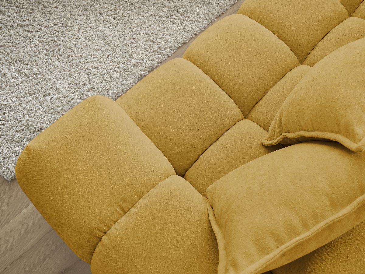 Canapé d'angle fixe EVEREST tissu texturé - Angle gauche - 10 coussins