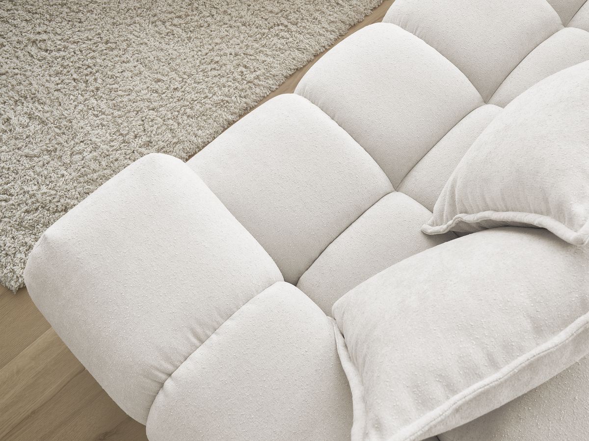 Canapé d'angle fixe EVEREST tissu texturé - Angle gauche - 10 coussins