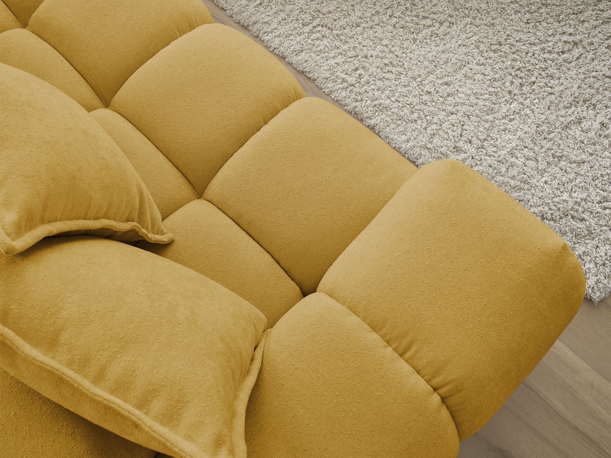 Canapé d'angle fixe EVEREST tissu texturé - Angle droit - 10 coussins