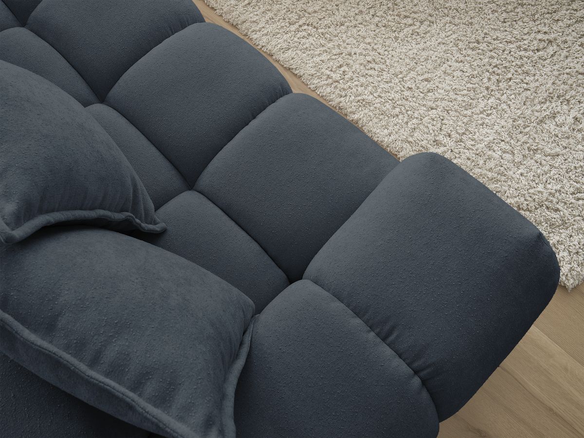 Canapé d'angle fixe EVEREST tissu texturé - Angle droit - 10 coussins
