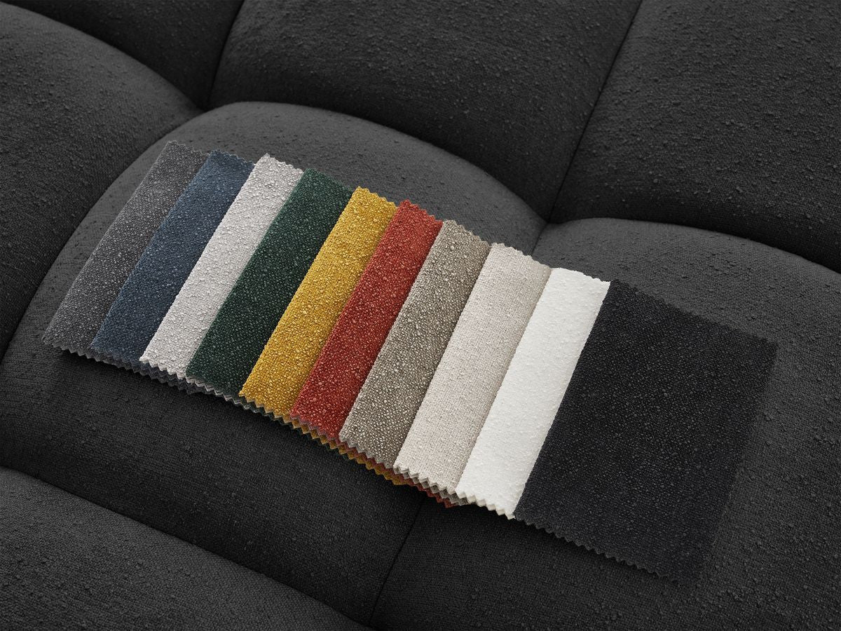 Canapé d'angle fixe EVEREST tissu texturé - Angle droit - 10 coussins