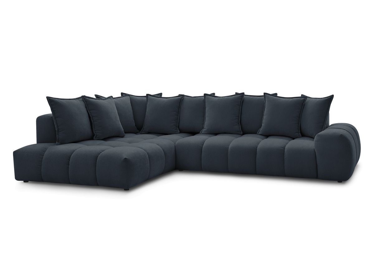 Canapé d'angle fixe EVEREST tissu texturé - Angle gauche - 10 coussins