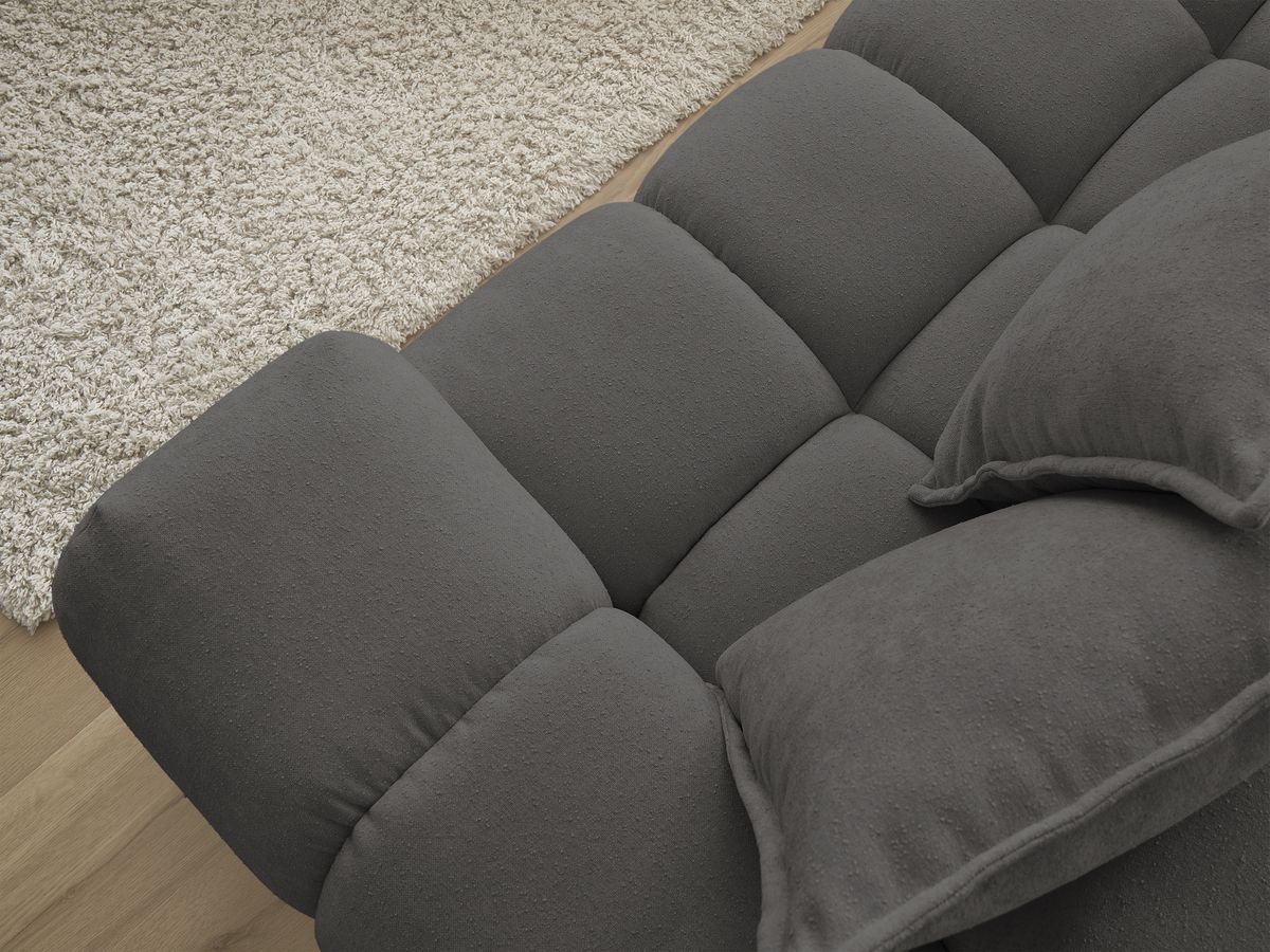 Canapé d'angle fixe EVEREST tissu texturé - Angle gauche - 10 coussins