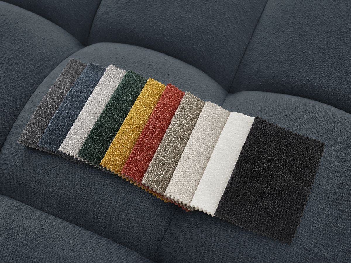 Canapé d'angle fixe EVEREST tissu texturé - Angle droit - 10 coussins