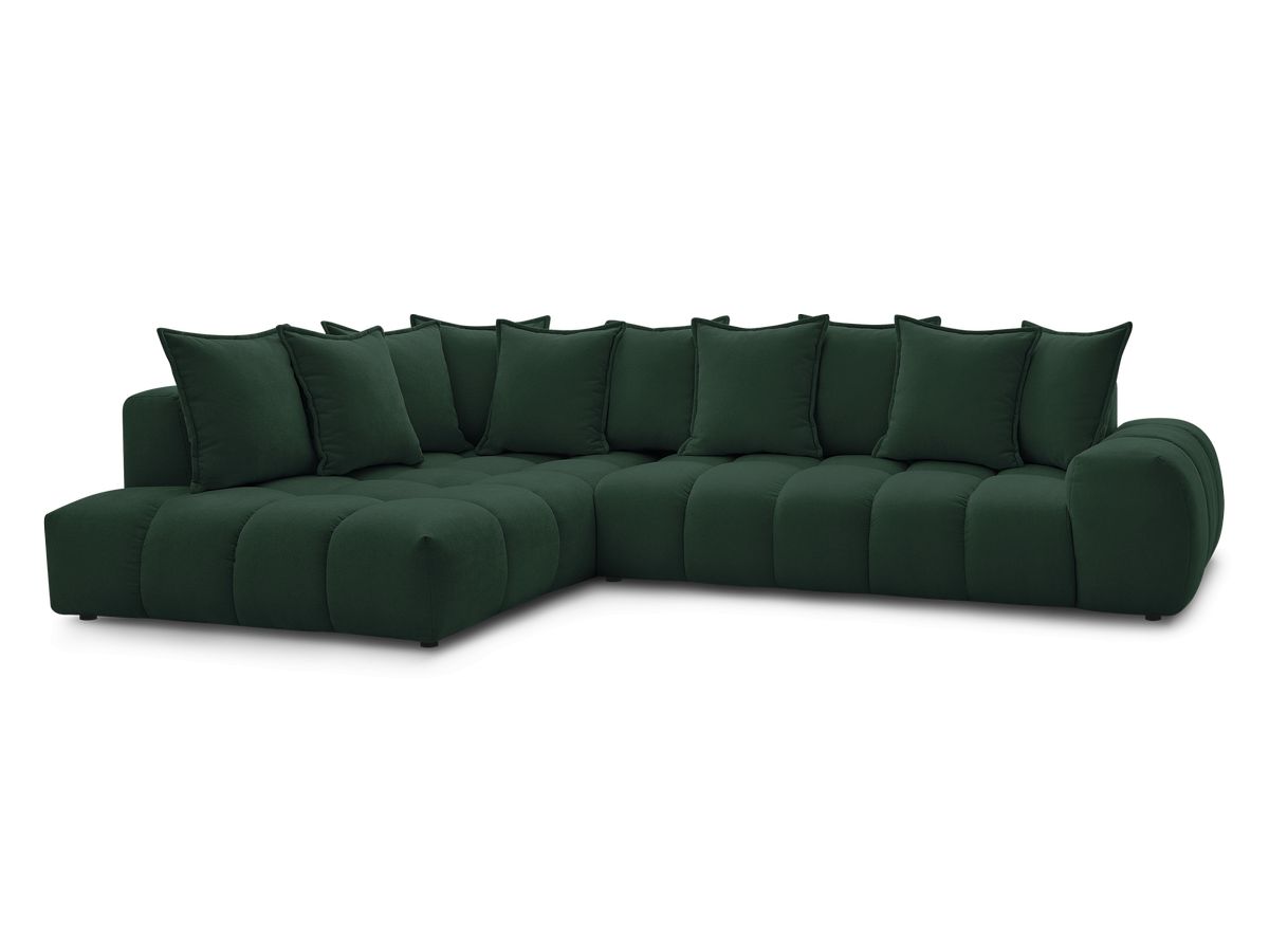Canapé d'angle fixe EVEREST tissu texturé - Angle gauche - 10 coussins