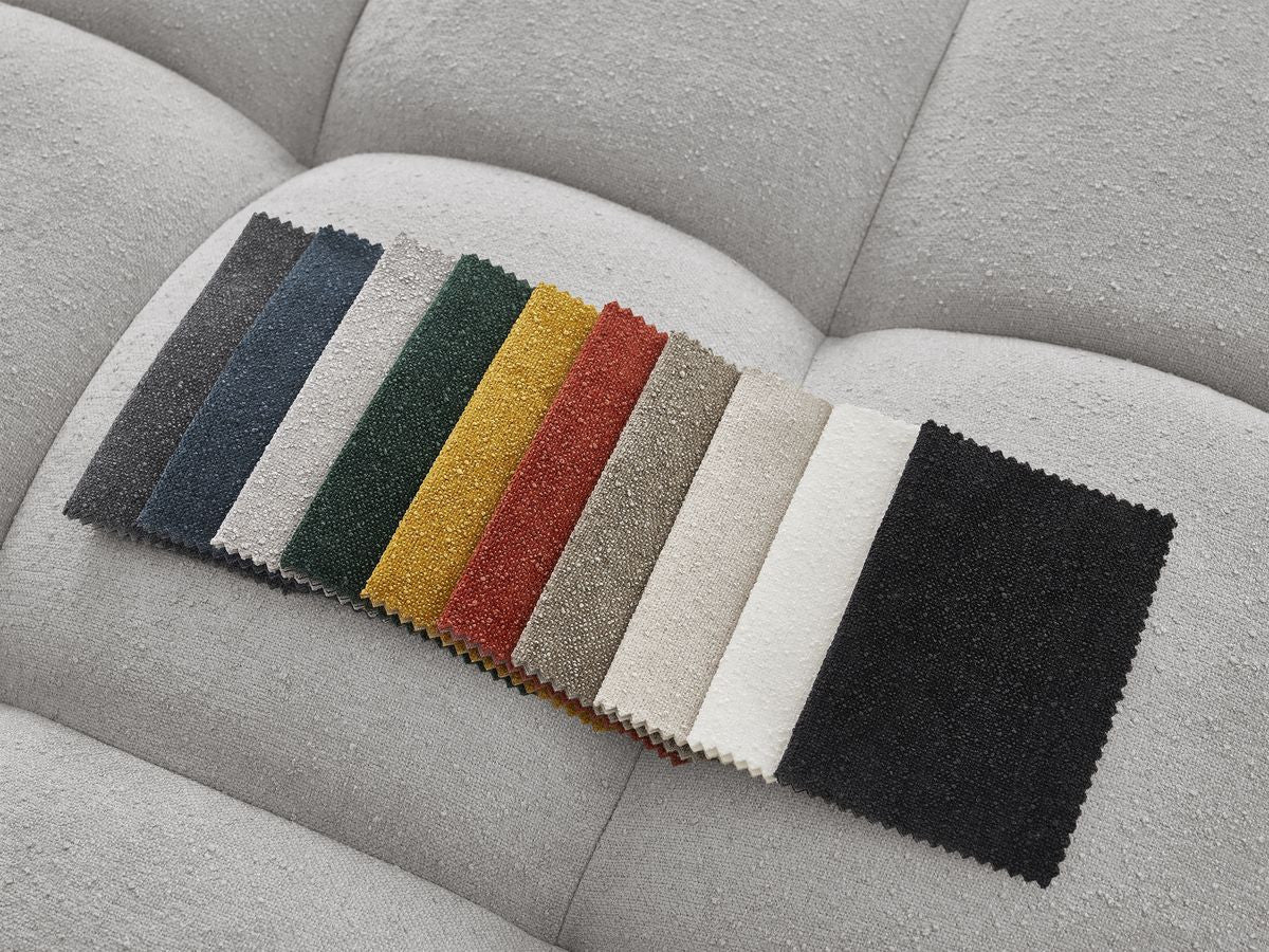 Canapé d'angle fixe EVEREST tissu texturé - Angle droit - 10 coussins