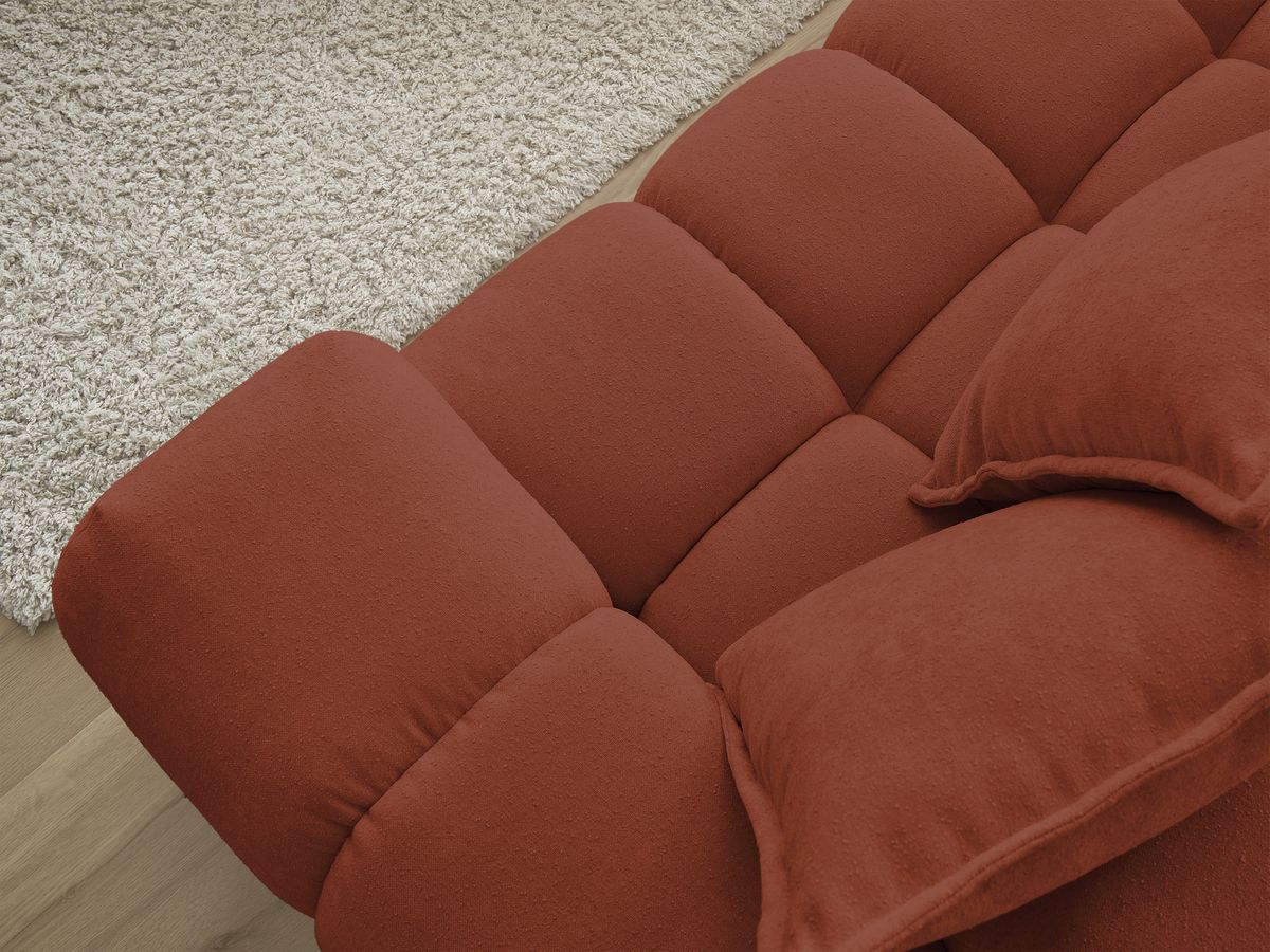 Canapé d'angle fixe EVEREST tissu texturé - Angle gauche - 10 coussins