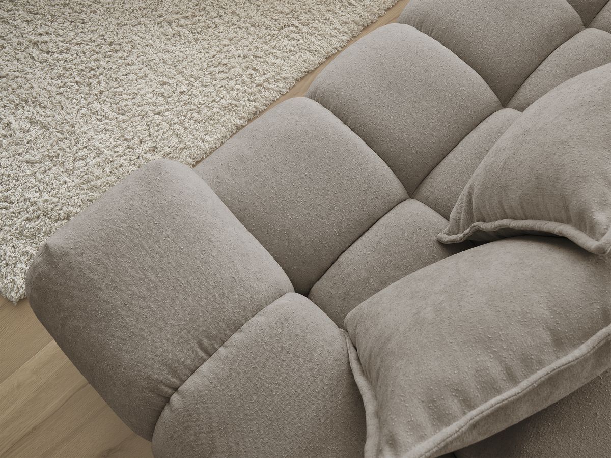 Canapé d'angle fixe EVEREST tissu texturé - Angle gauche - 10 coussins
