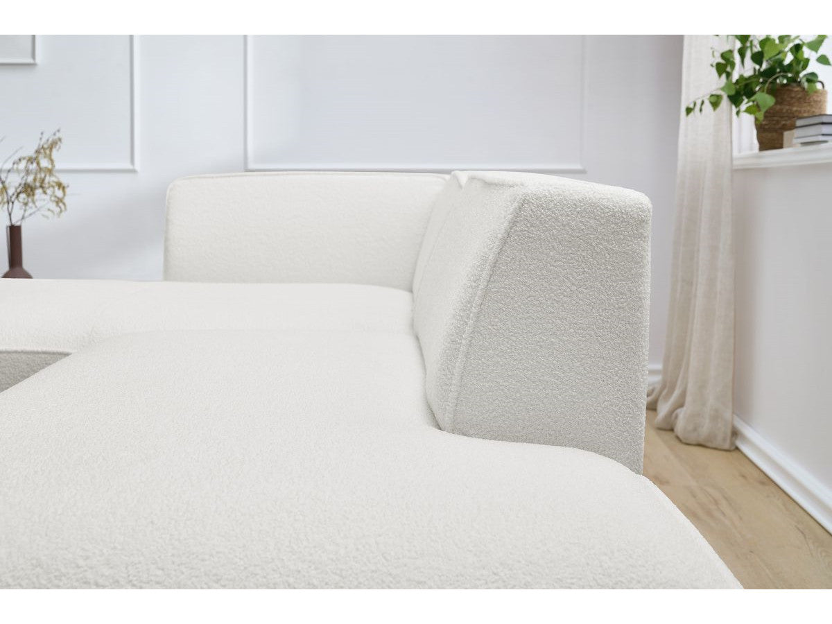 Canapé d'angle fixe MEGEVE tissu bouclette Angle gauche
