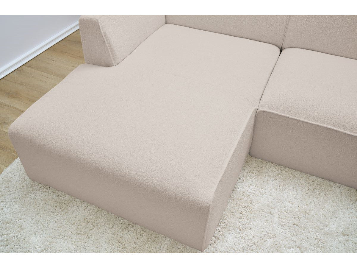 Canapé d'angle fixe MEGEVE tissu bouclette Angle gauche