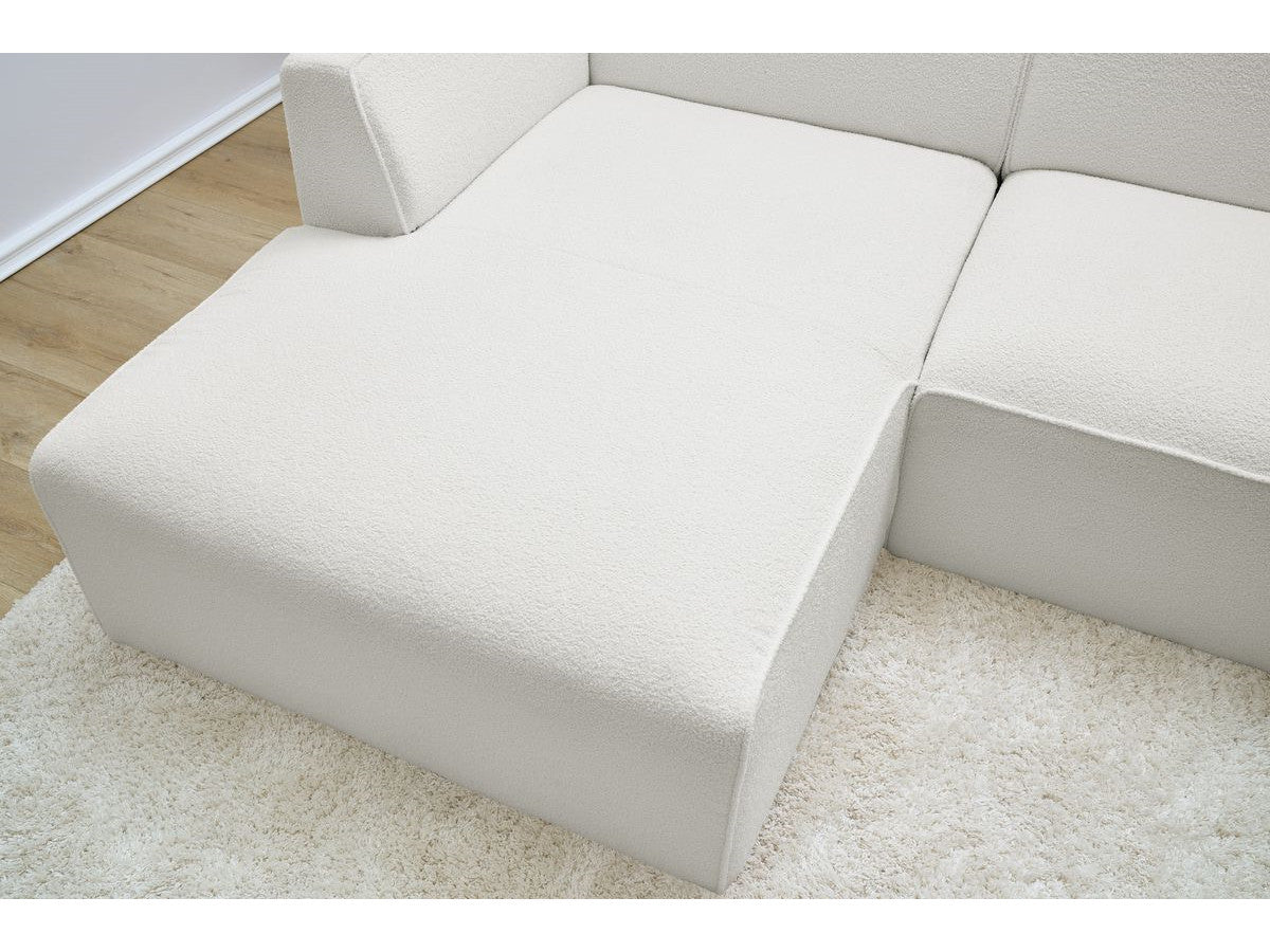 Canapé d'angle fixe MEGEVE tissu bouclette Angle droit