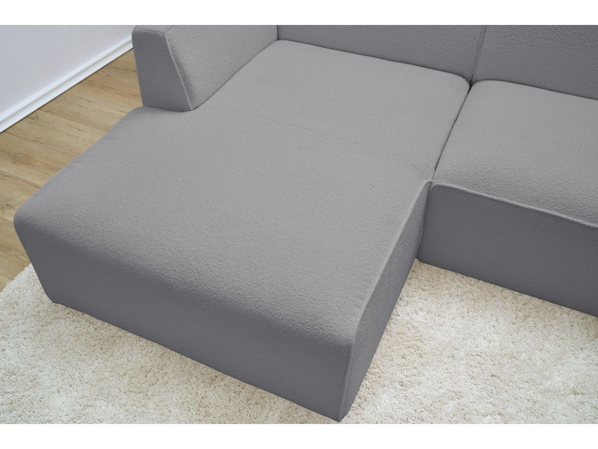 Canapé d'angle fixe MEGEVE tissu bouclette Angle droit