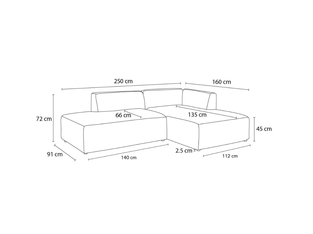 Canapé d'angle fixe MEGEVE tissu bouclette Angle droit