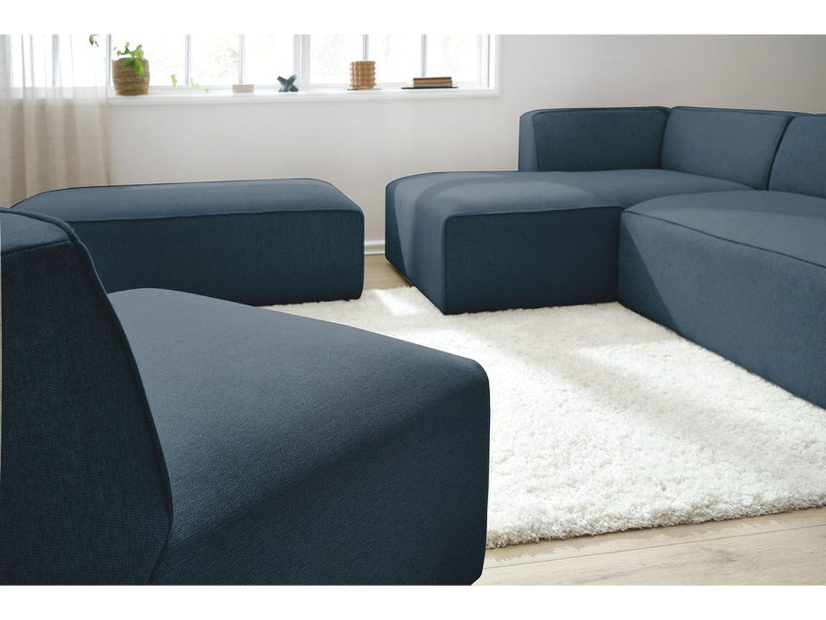 Canapé d'angle fixe modulable MEGEVE tissu chiné avec 1 chauffeuse et 1 pouf - Angle gauche