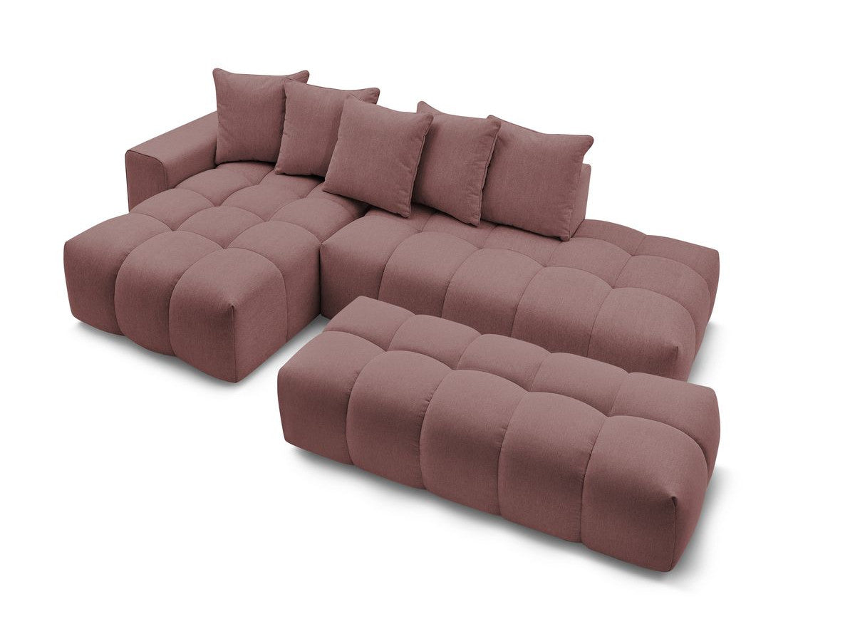 Canapé d'angle fixe MONT-BLANC tissu avec pouf Angle gauche