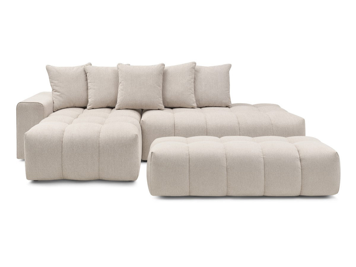 Canapé d'angle fixe MONT-BLANC tissu avec pouf Angle gauche