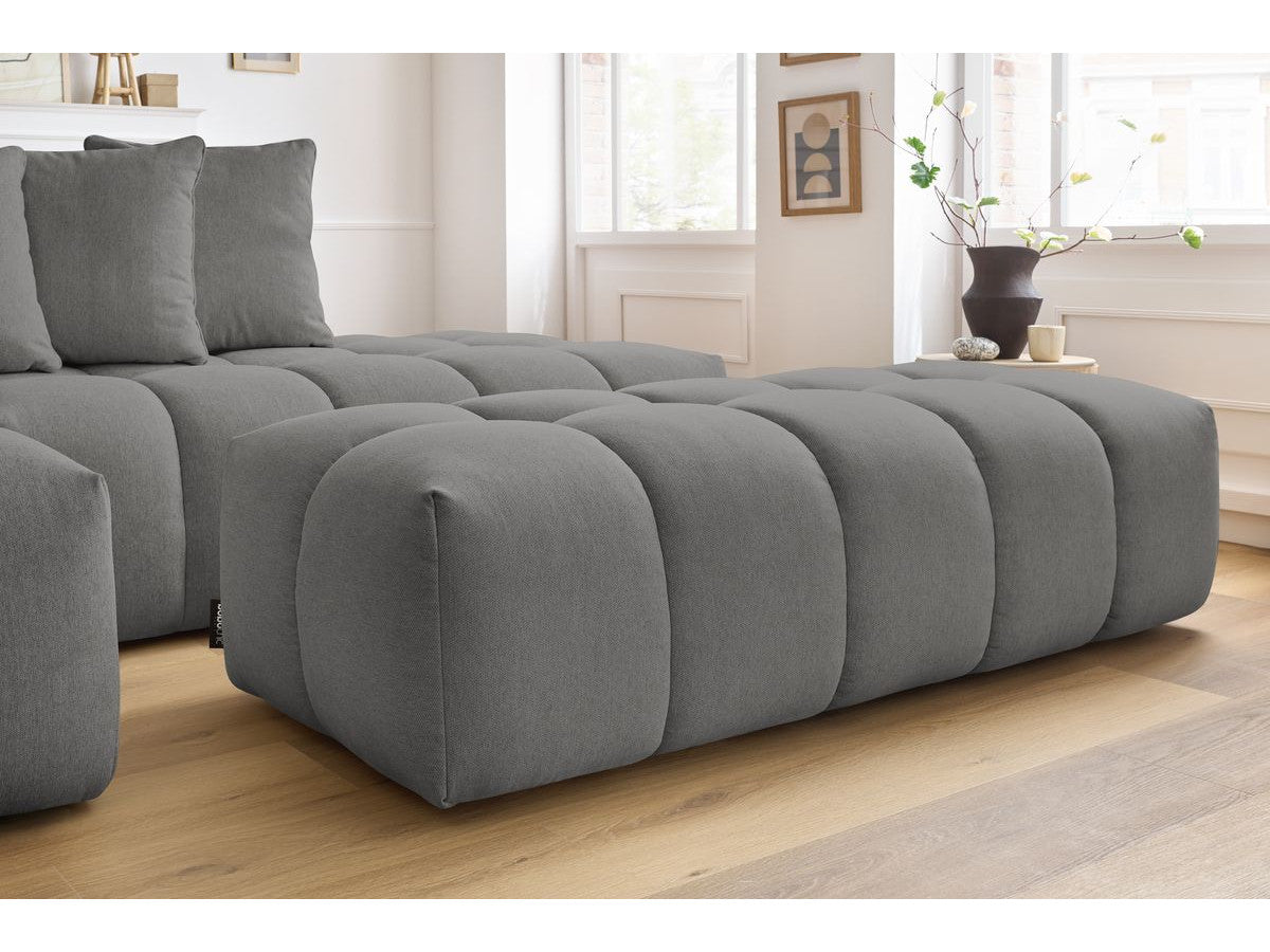 Canapé d'angle fixe MONT-BLANC tissu avec pouf Angle gauche