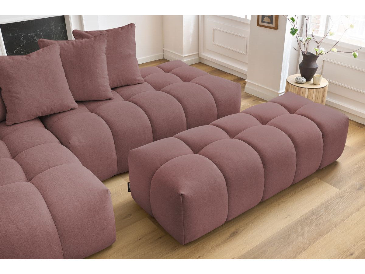 Canapé d'angle fixe MONT-BLANC tissu avec pouf Angle gauche