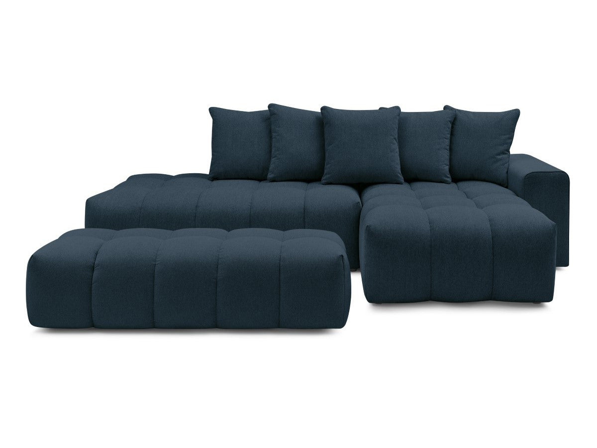 Canapé d'angle fixe MONT-BLANC tissu avec pouf Angle droit
