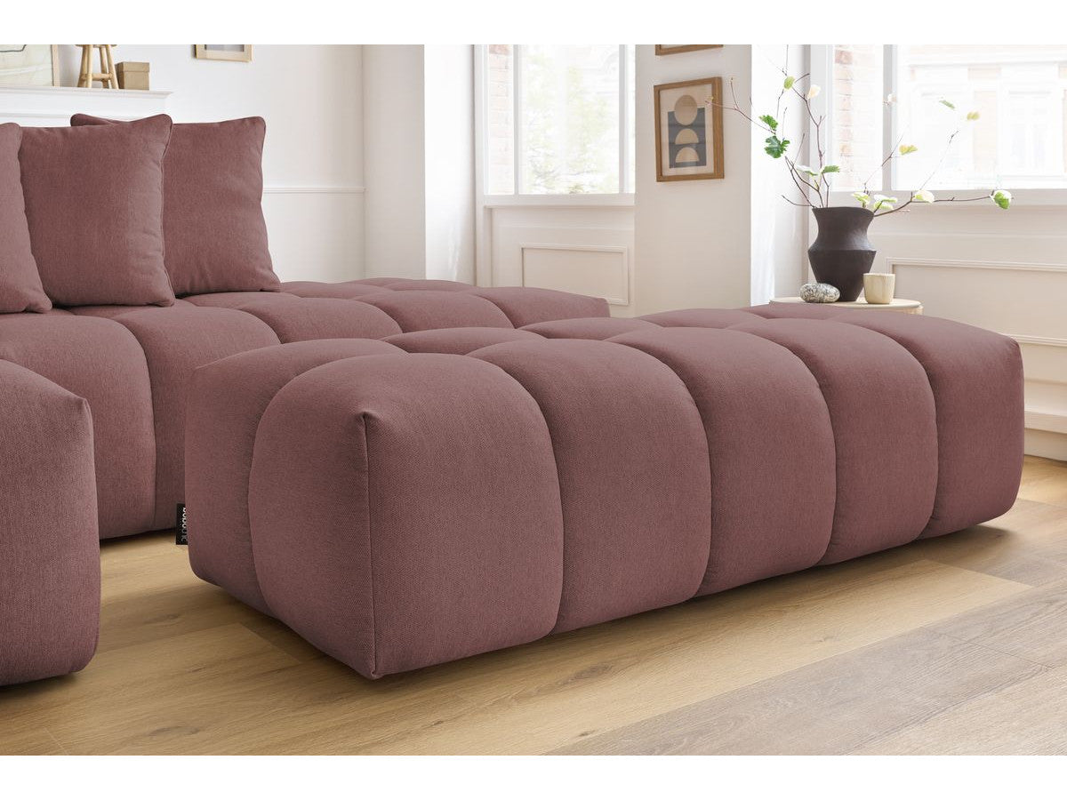 Canapé d'angle fixe MONT-BLANC tissu avec pouf Angle gauche
