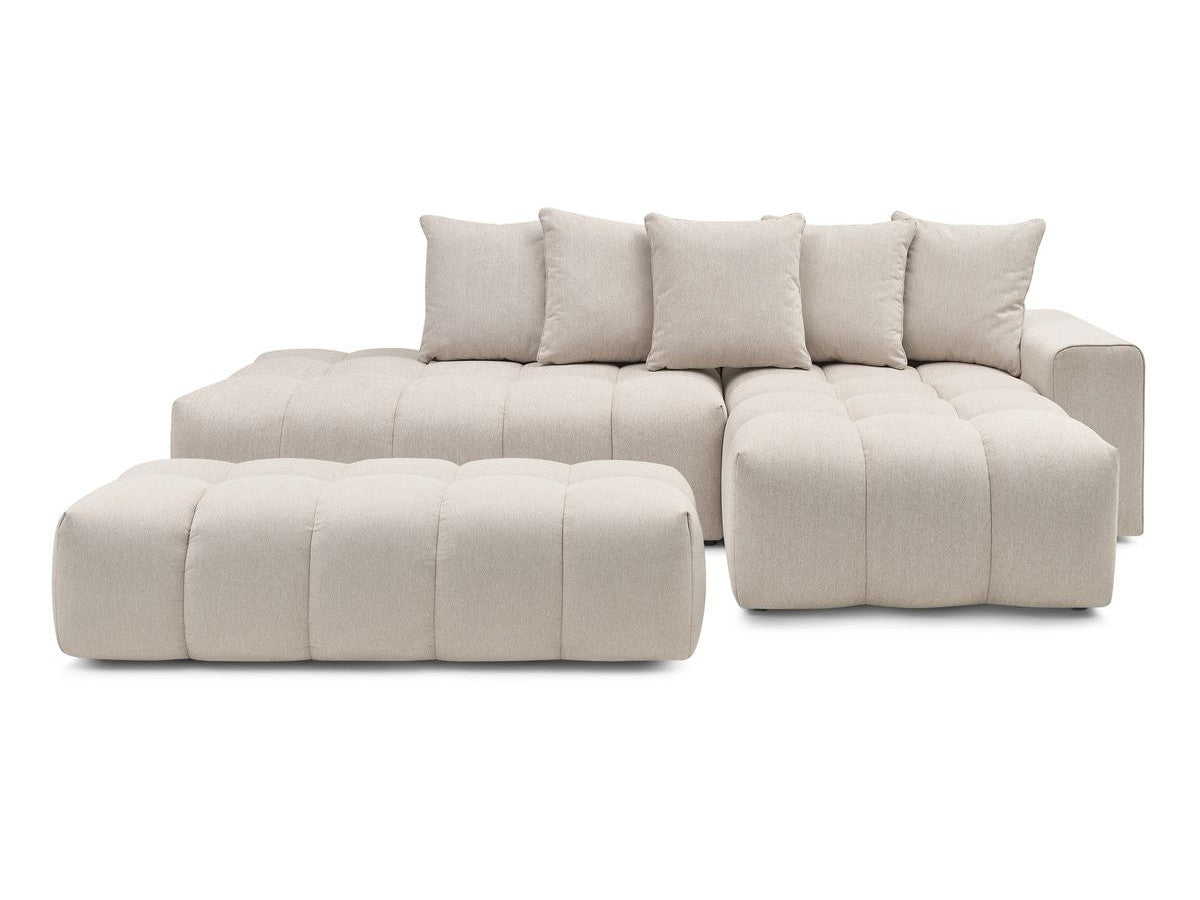 Canapé d'angle fixe MONT-BLANC tissu avec pouf Angle droit