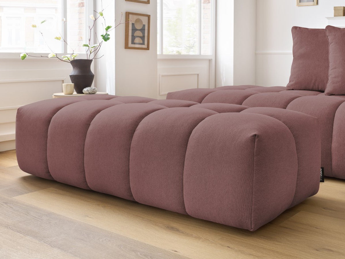 Canapé d'angle fixe MONT-BLANC tissu avec pouf Angle droit