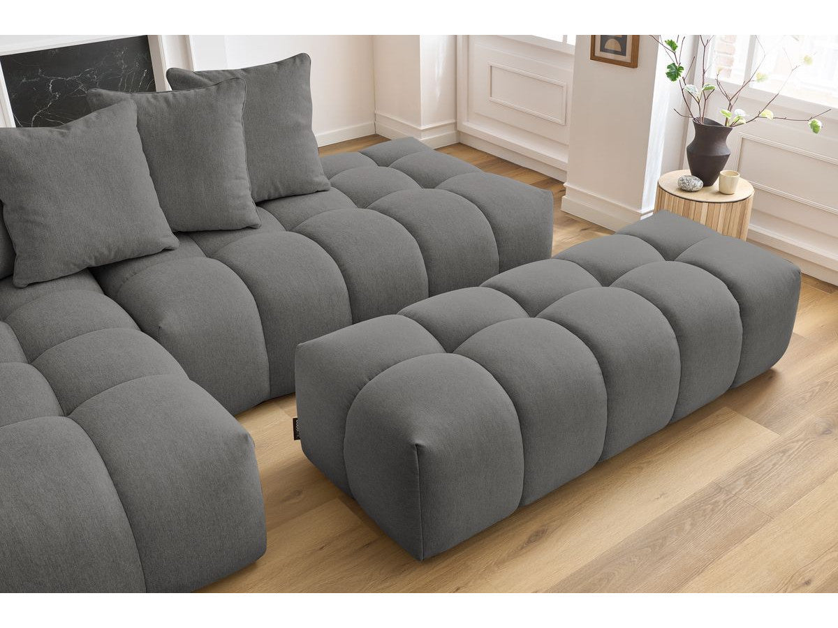 Canapé d'angle fixe MONT-BLANC tissu avec pouf Angle gauche