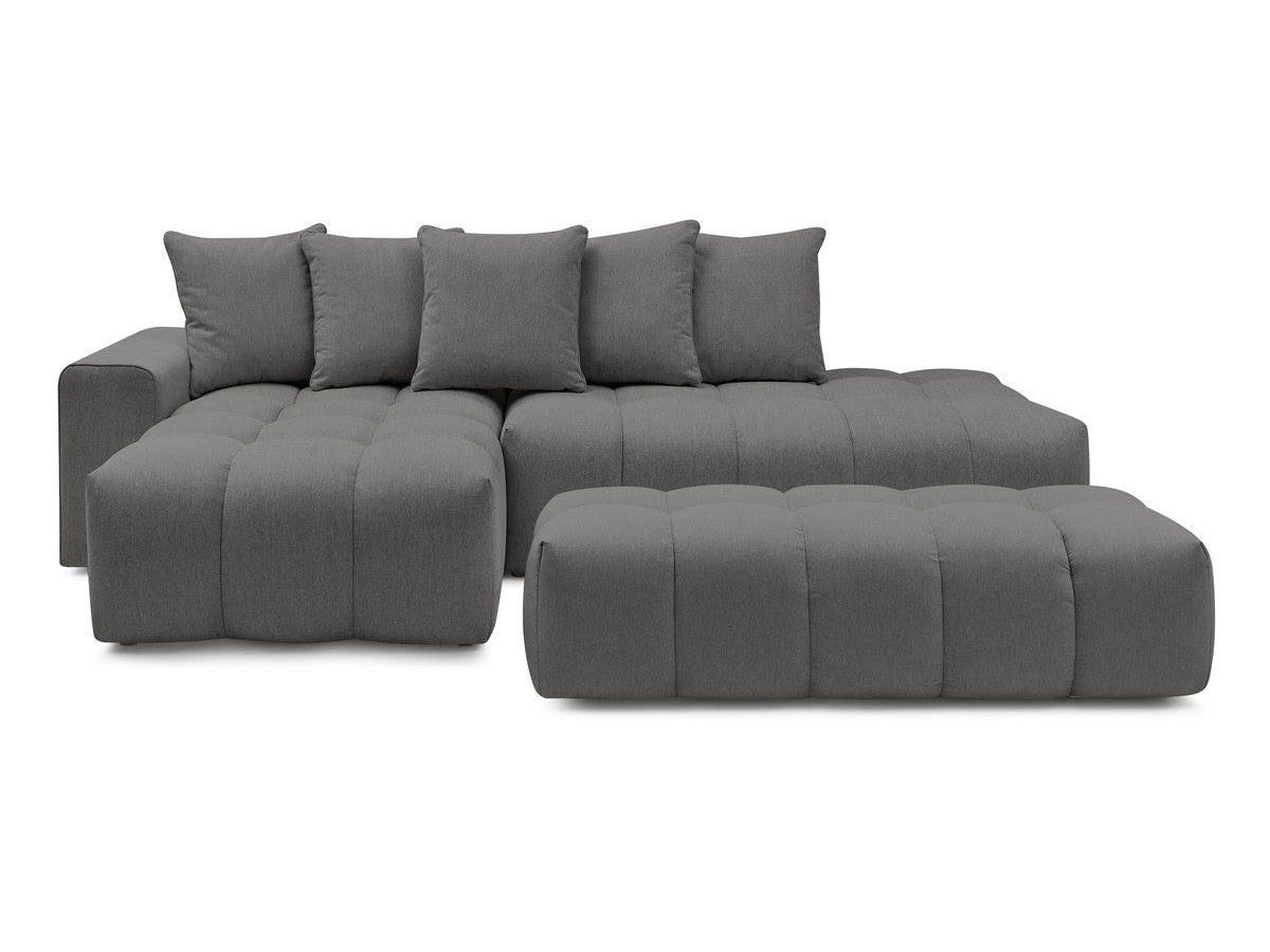 Canapé d'angle fixe MONT-BLANC tissu avec pouf Angle gauche