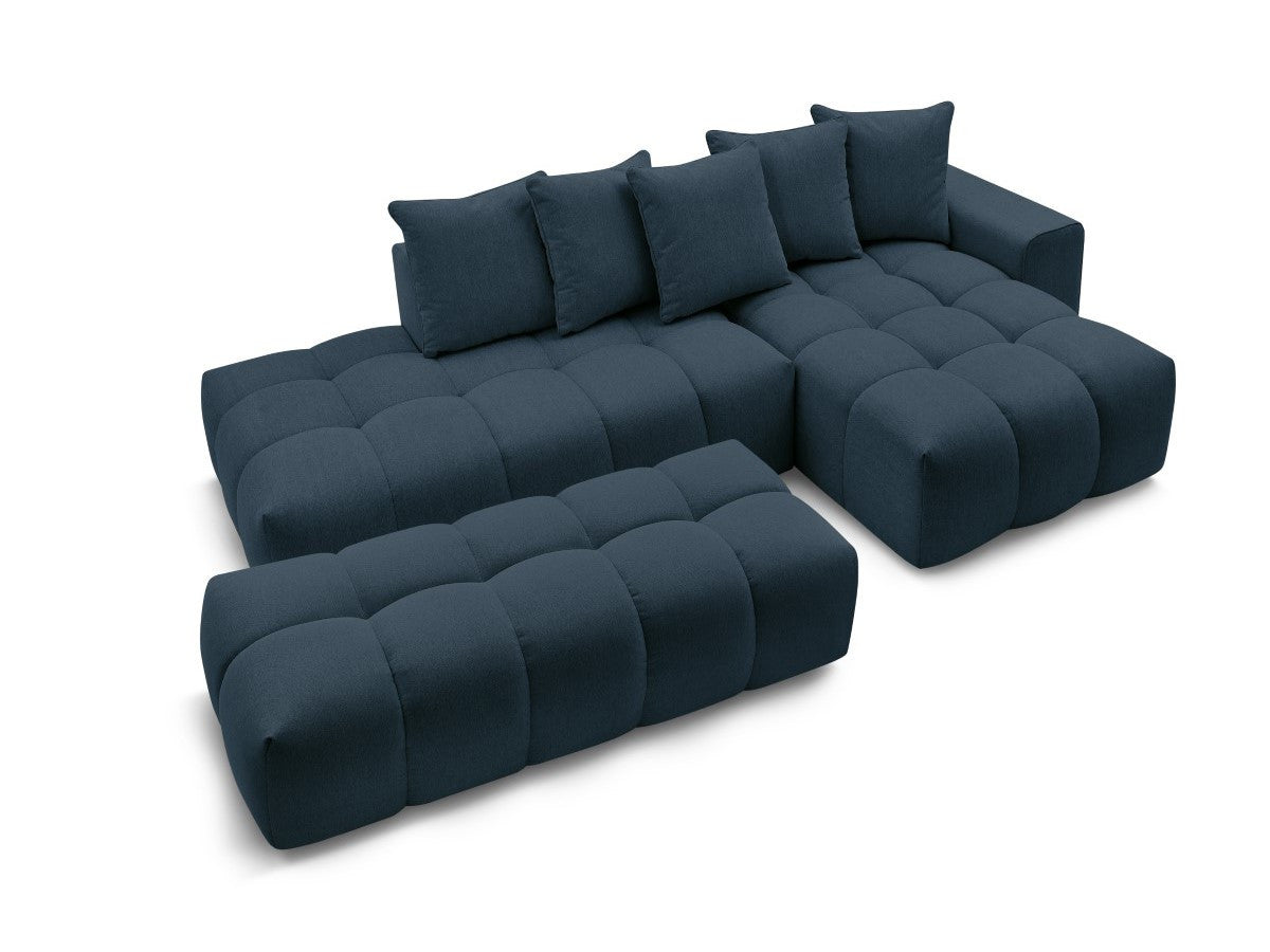 Canapé d'angle fixe MONT-BLANC tissu avec pouf Angle droit