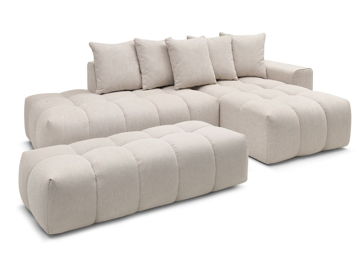 Canapé d'angle fixe MONT-BLANC tissu avec pouf Angle droit
