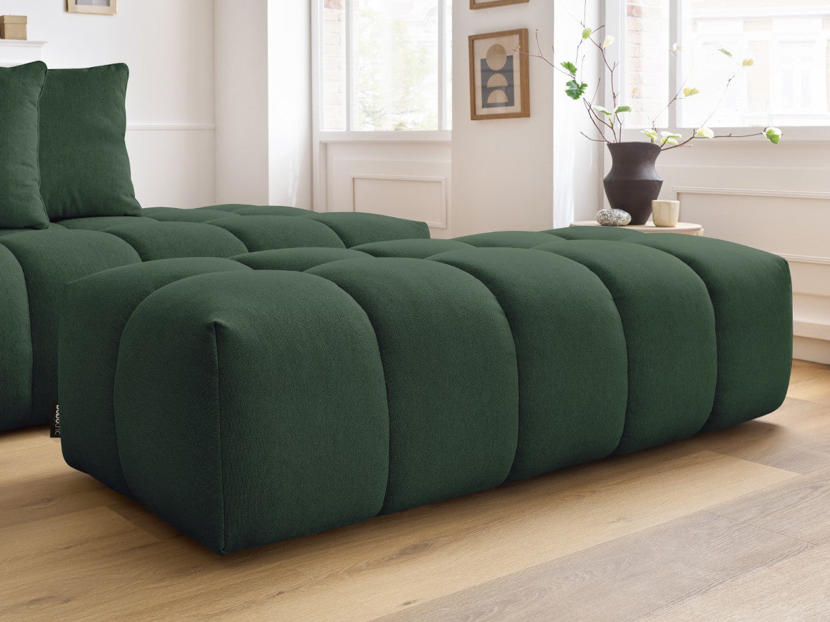 Canapé d'angle fixe MONT-BLANC tissu avec pouf Angle gauche