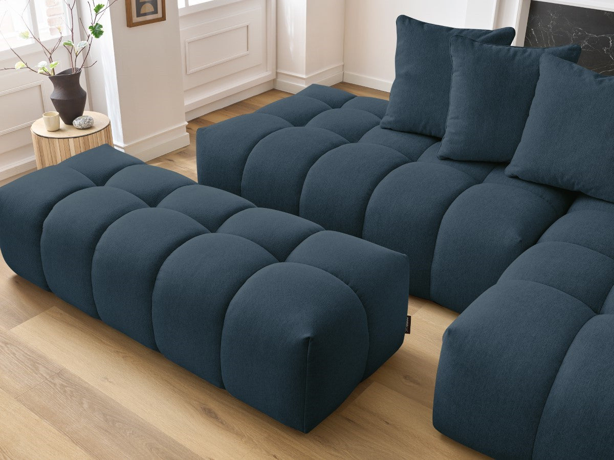 Canapé d'angle fixe MONT-BLANC tissu avec pouf Angle droit
