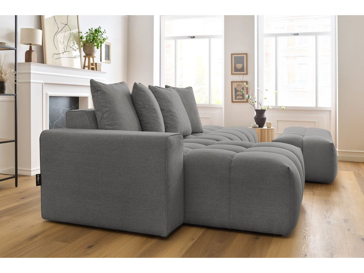 Canapé d'angle fixe MONT-BLANC tissu avec pouf Angle gauche