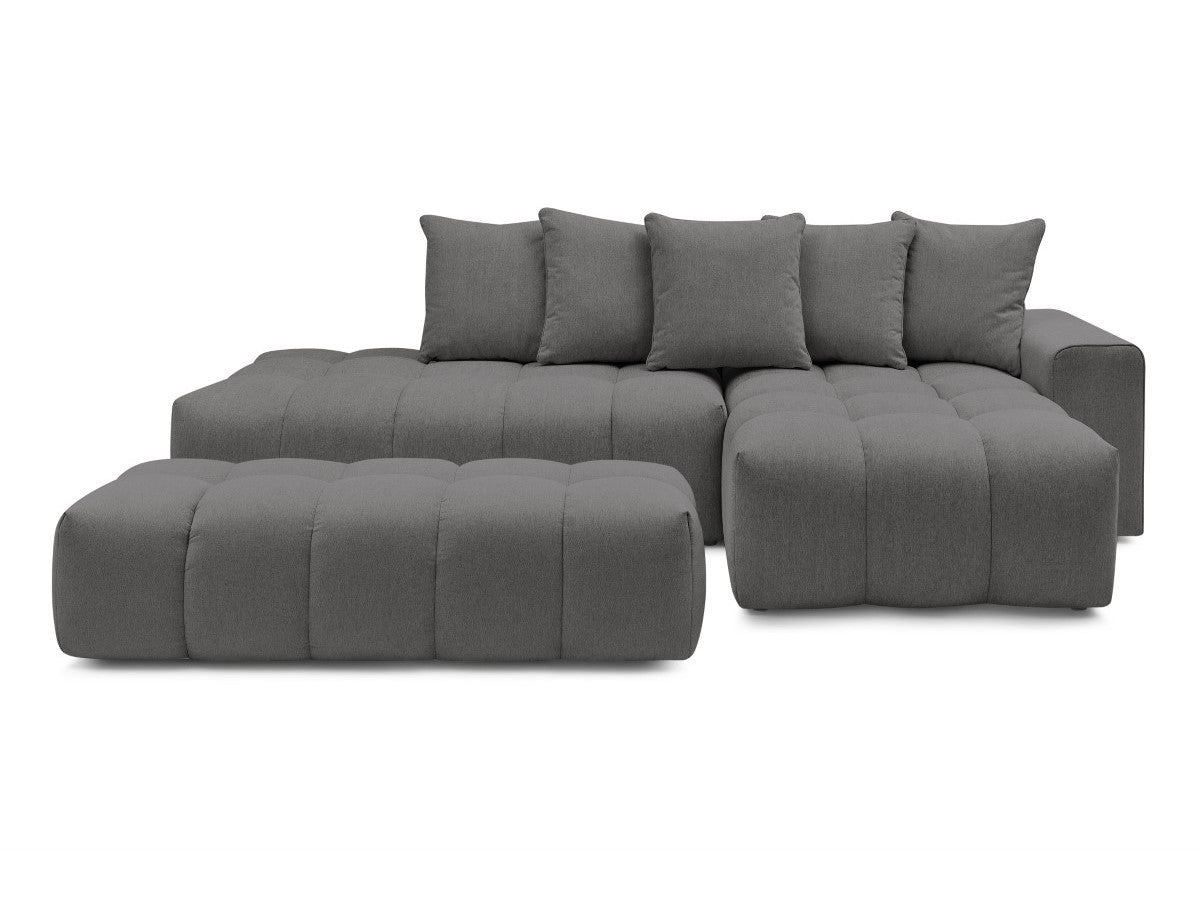 Canapé d'angle fixe MONT-BLANC tissu avec pouf Angle droit