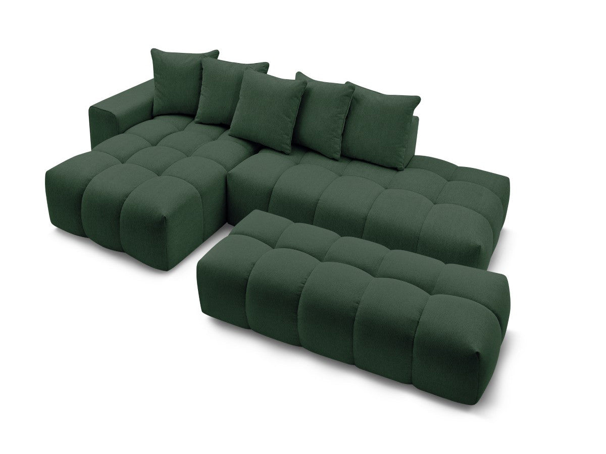 Canapé d'angle fixe MONT-BLANC tissu avec pouf Angle gauche