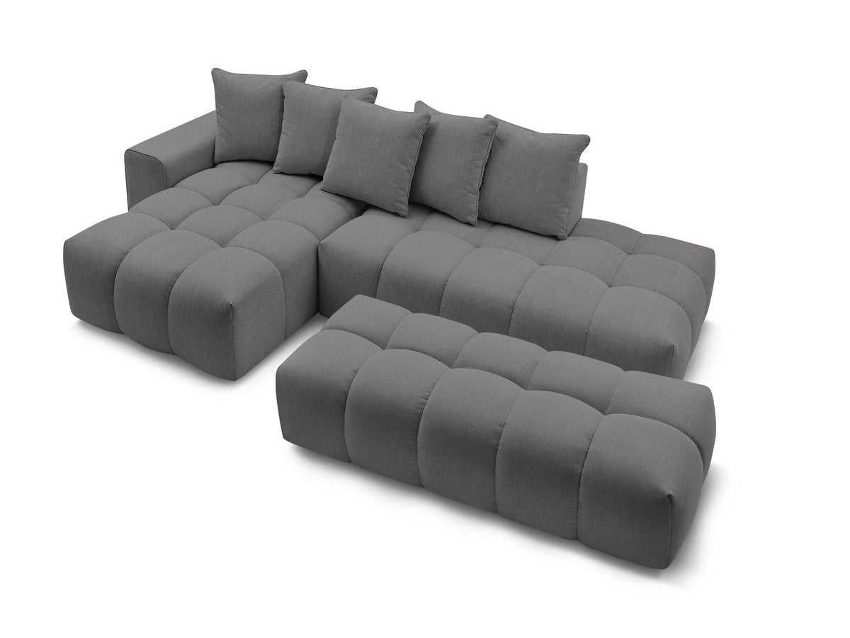 Canapé d'angle fixe MONT-BLANC tissu avec pouf Angle gauche