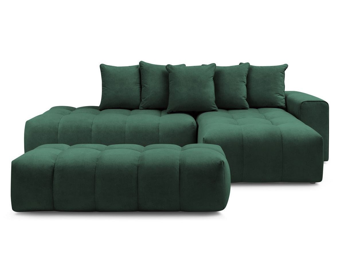 Canapé d'angle fixe MONT-BLANC velours avec pouf Angle droit